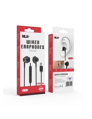 MLK+ AURICOLARI A FILO IN-EAR CONNETTORE TYPE C