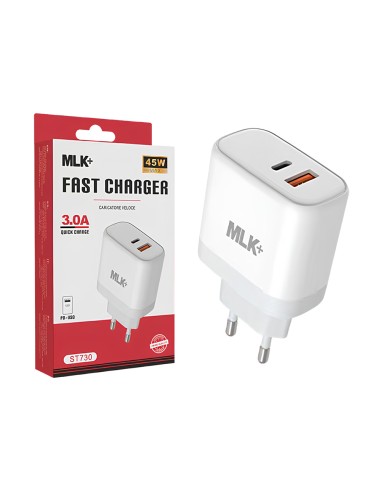 MLK+ DUAL PORT PD+QC WALL CHARGER